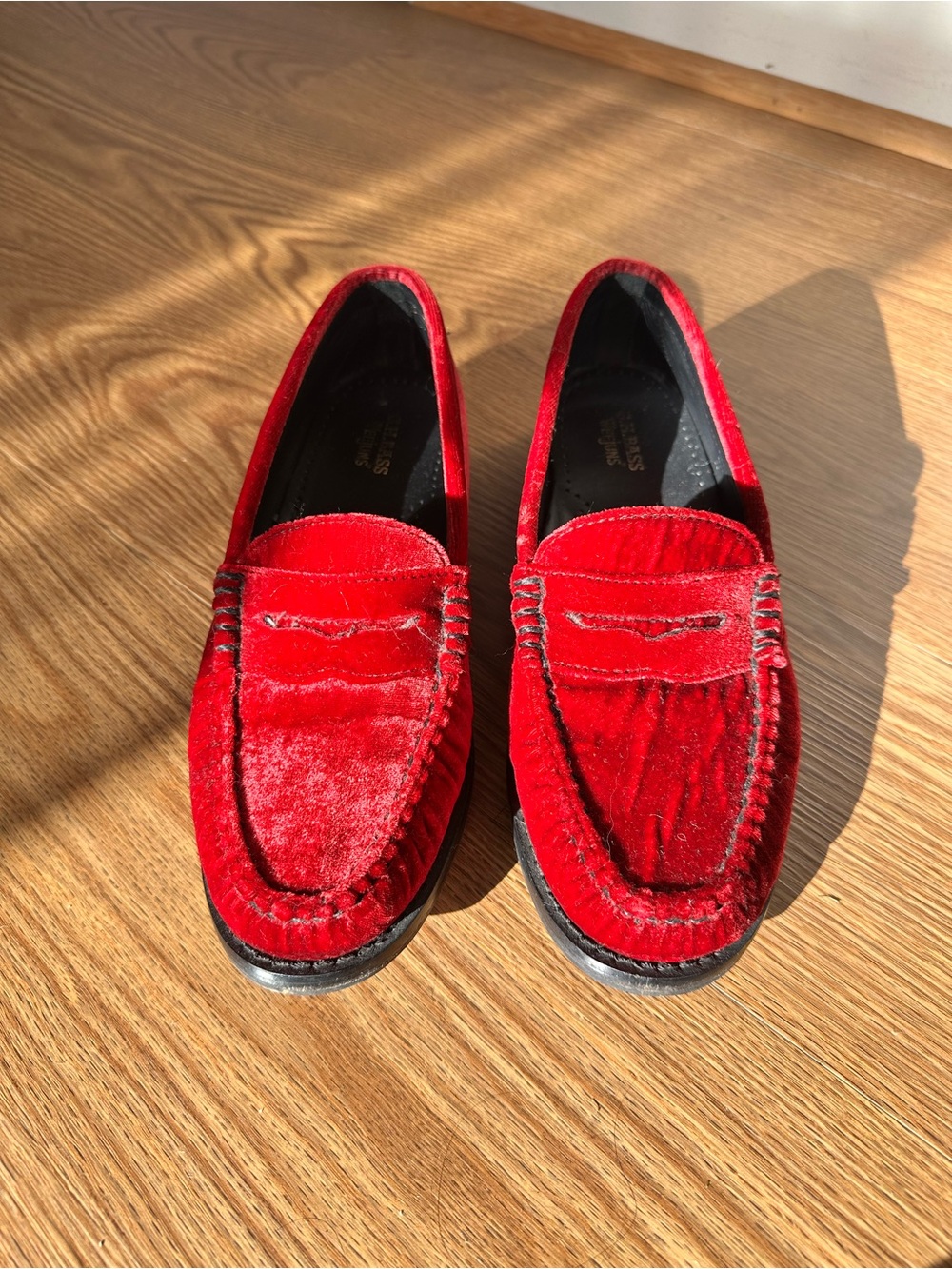 Women's Red Velvet Penny Loafers